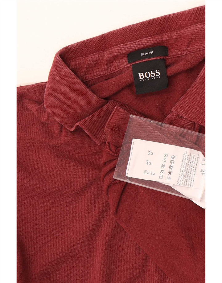 Hugo Boss Mens Slim Fit Polo Shirt Medium Maroon Cotton