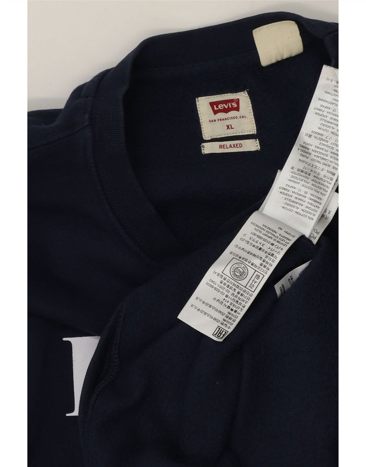 Levi's Mens Relaxed Graphic Sweatshirt Jumper XL Navy Blue Cotton