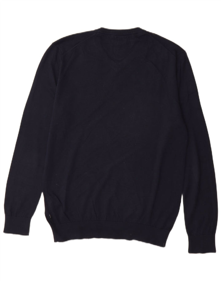 Joop Mens V-Neck Jumper Sweater Large Navy Blue Cotton