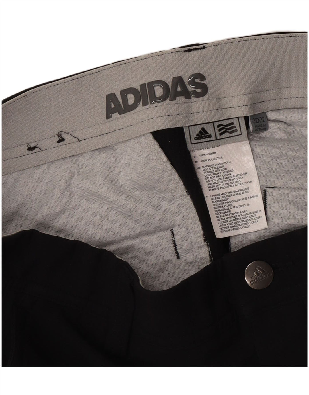 Adidas Mens Slim Chino Trousers W32 L32 Black Polyester