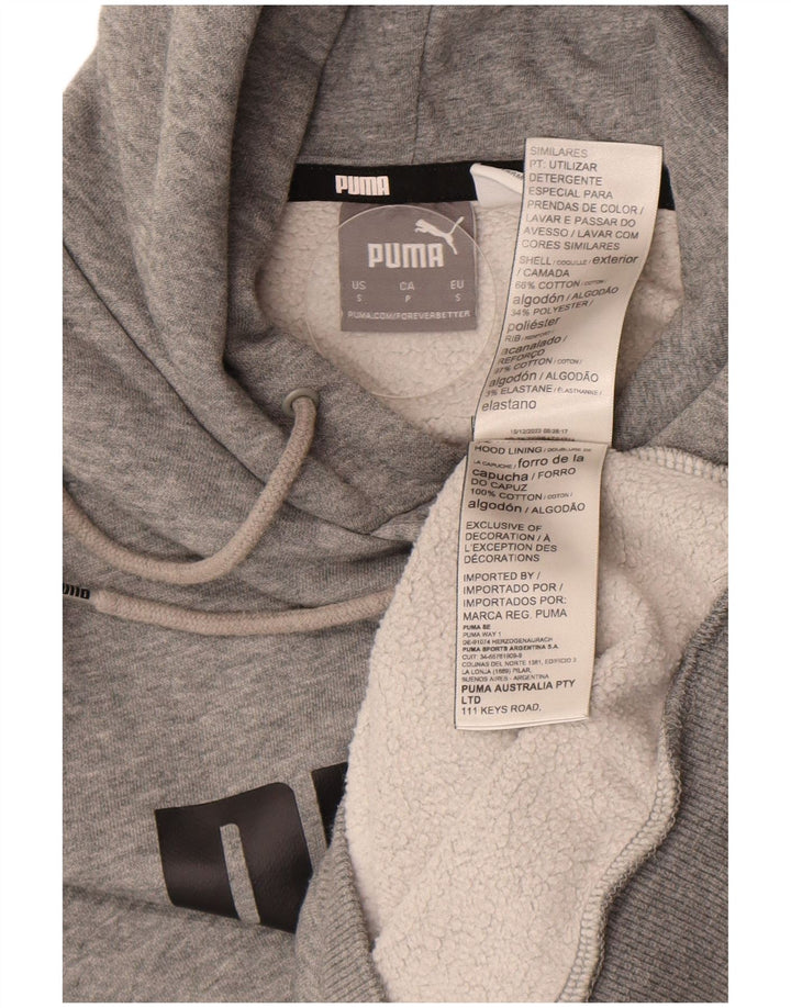 Puma Mens Graphic Hoodie Jumper Small Grey Cotton