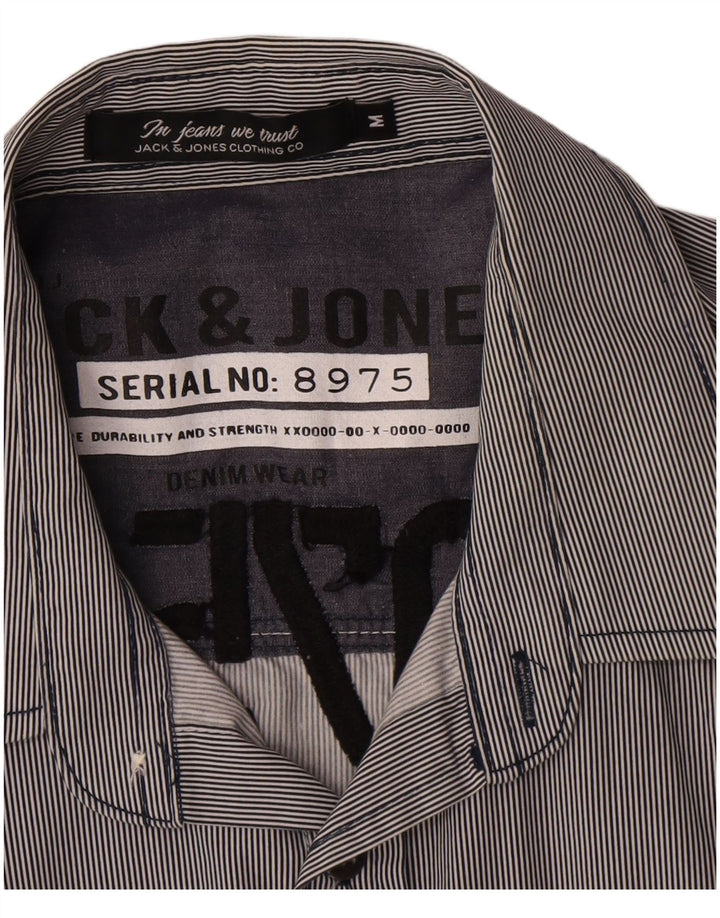 Jack & Jones Mens Graphic Shirt Medium Blue Pinstripe Cotton
