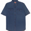 Wrangler Mens Short Sleeve Denim Shirt Medium Blue Cotton