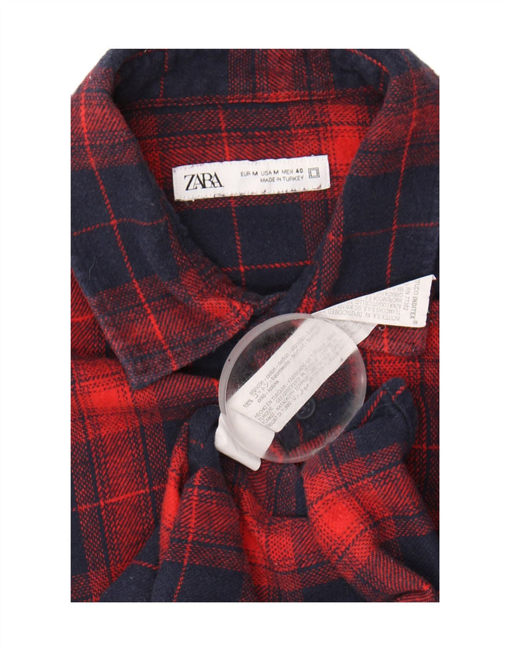ZARA Mens Flannel Shirt Medium Red Check Cotton Vintage Zara and Second-Hand Zara from Messina Hembry 