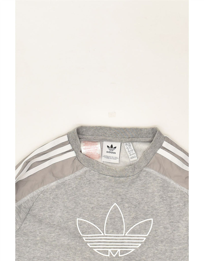 ADIDAS Boys Graphic Sweatshirt Jumper 9-10 Years Grey Polyester | Vintage Adidas | Thrift | Second-Hand Adidas | Used Clothing | Messina Hembry 