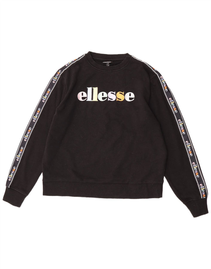 Ellesse Womens Graphic Oversized Sweatshirt Jumper UK 10 Small Black