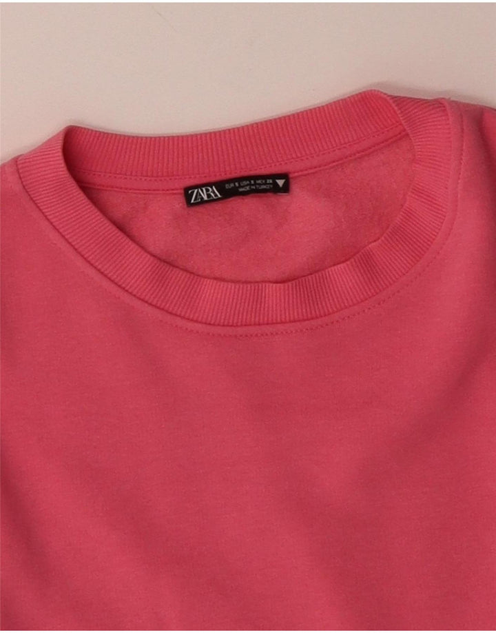 ZARA Womens Oversized Crop Sweatshirt Jumper UK 10 Small Pink