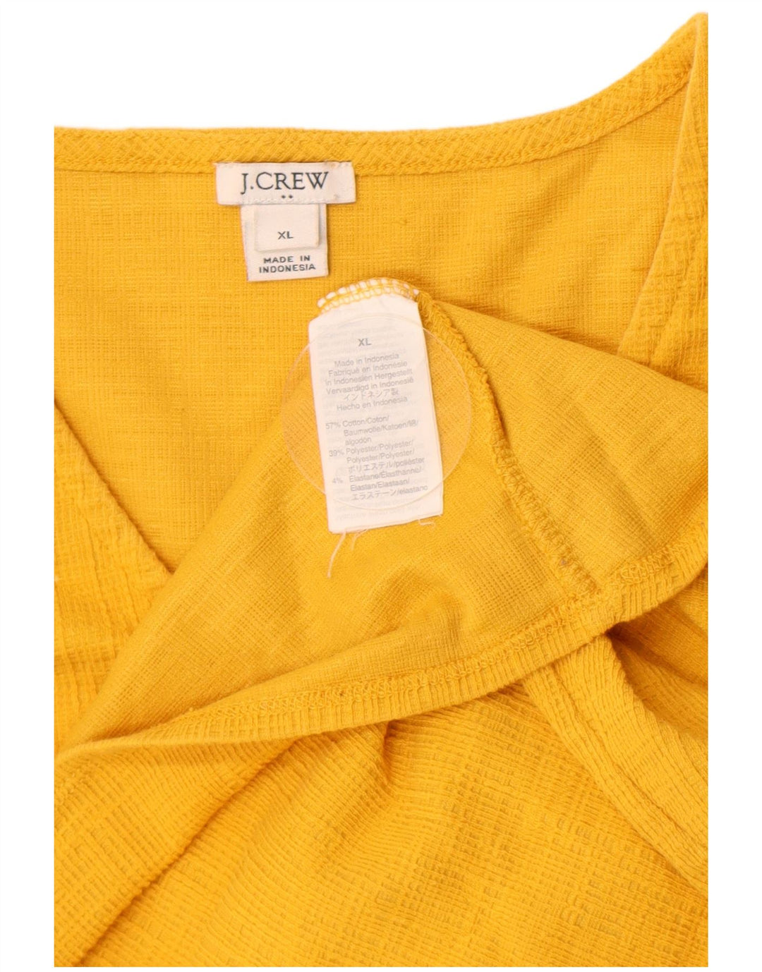J. Crew Womens Front Tie Blouse Top UK 18 XL Yellow Cotton