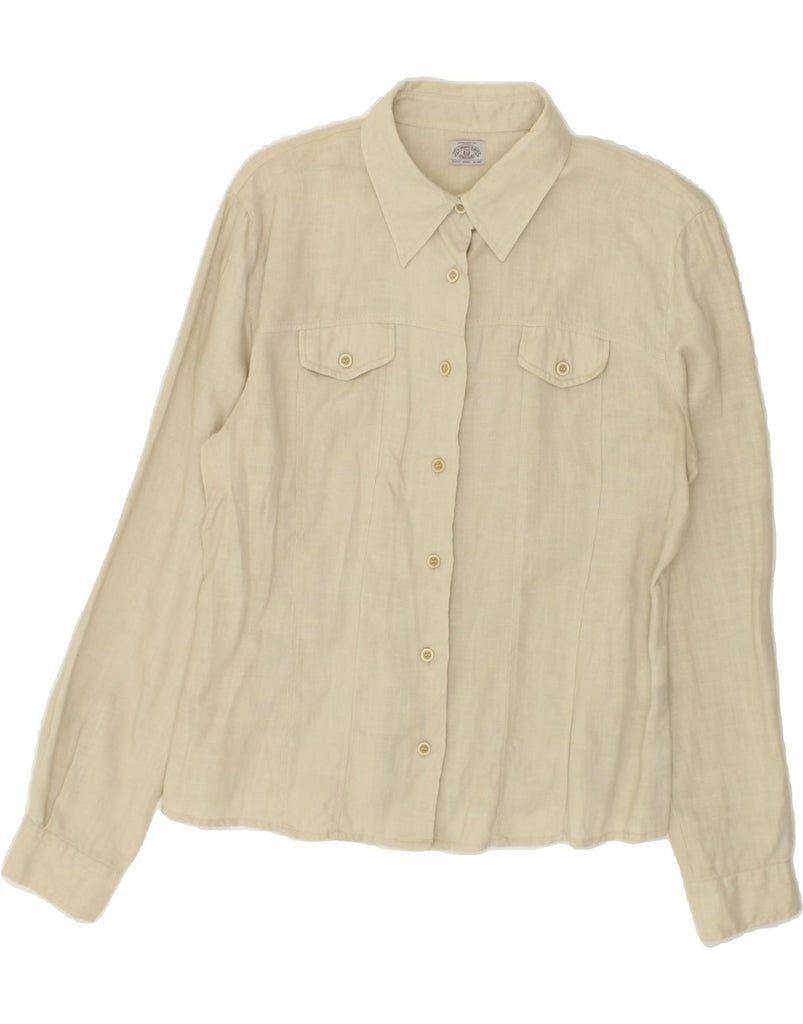 ARMANI Womens Shirt UK 12 Medium Beige Linen | Vintage Armani | Thrift | Second-Hand Armani | Used Clothing | Messina Hembry 