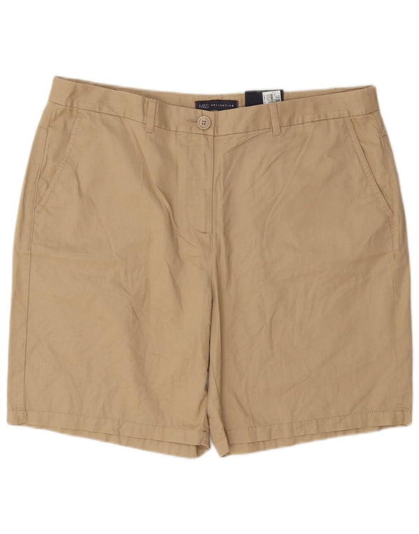 Marks & Spencer Womens Chino Shorts UK 16 Large W34 Beige Cotton