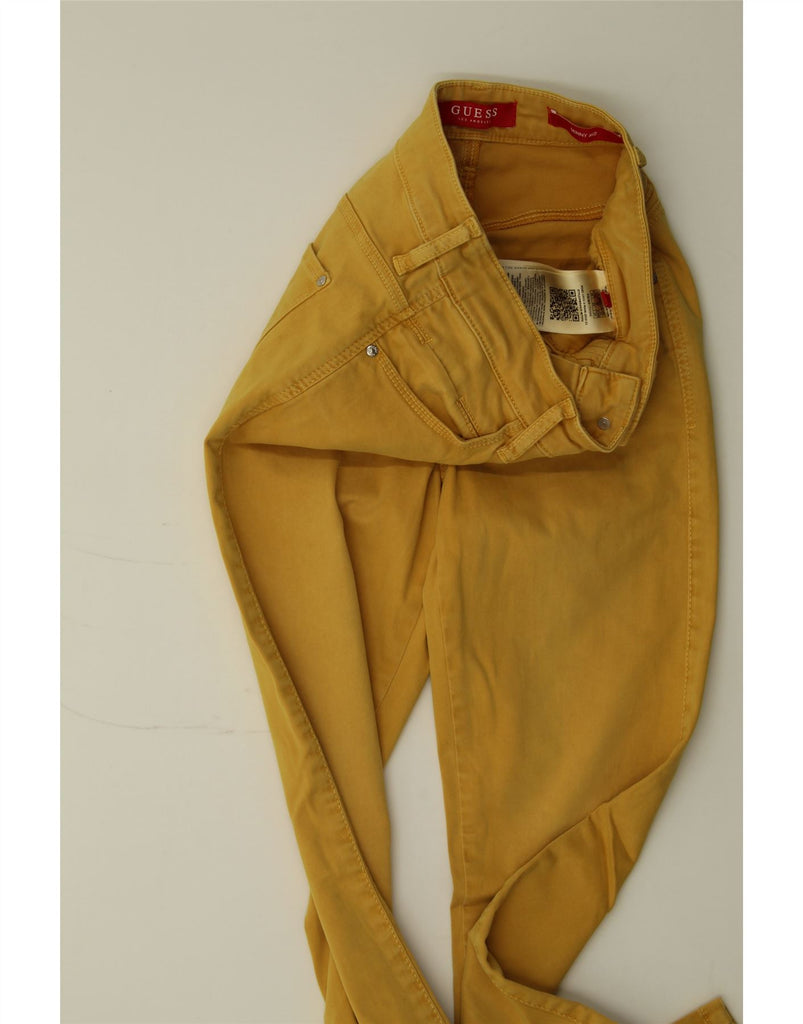 GUESS Womens Mid Rise Skinny Casual Trousers W24 L30 Yellow Cotton Vintage Guess and Second-Hand Guess from Messina Hembry 