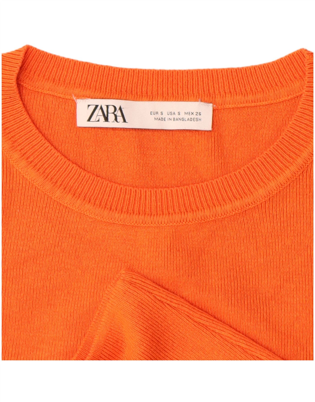 ZARA Womens Crop Boat Neck Jumper Sweater UK 8 Small Orange
