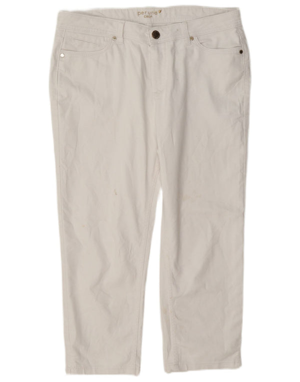 Marks & Spencer Womens Per Una Cropped Trousers UK 14 Large W34 L22 White