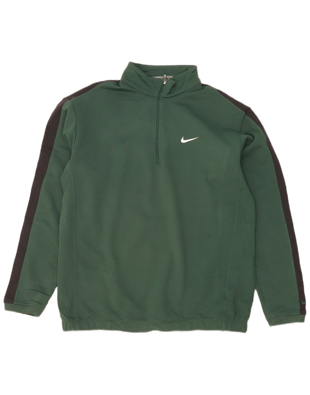 NIKE Mens Zip Neck Sweatshirt Jumper Large Green Colourblock Polyester