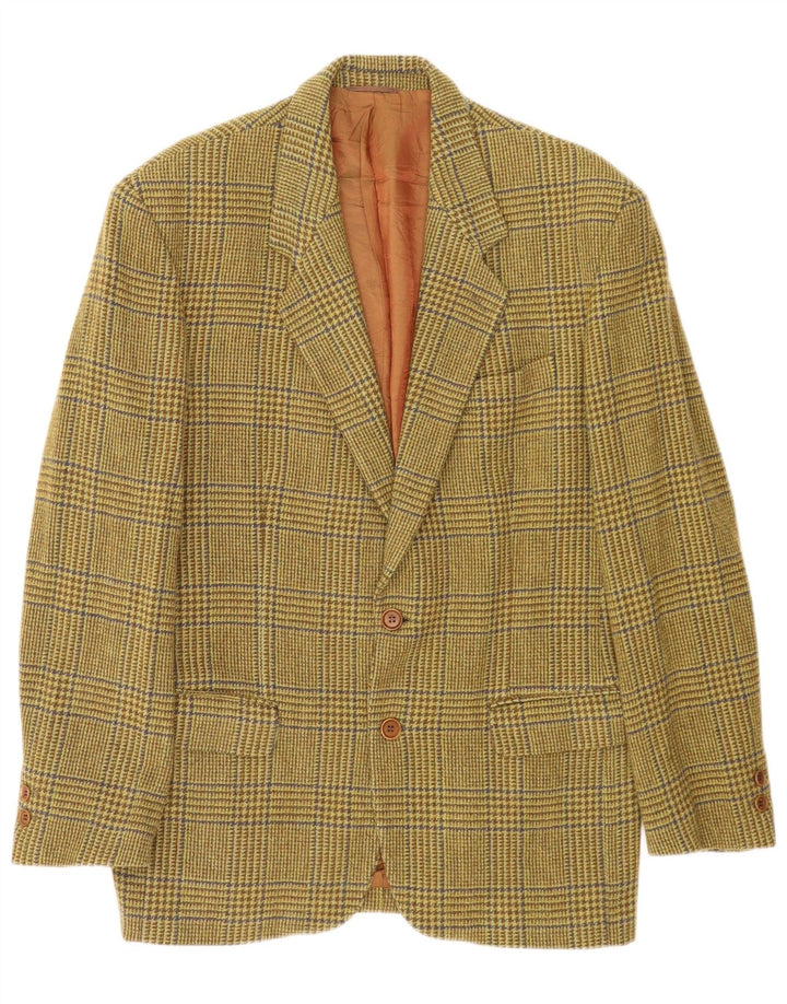 GB.PEDRINI Mens 2 Button Blazer Jacket IT 50 Large Green Houndstooth