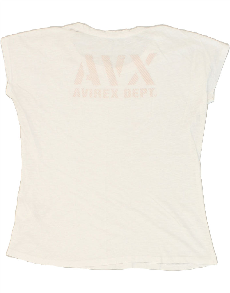 AVIREX Womens Graphic T-Shirt Top UK 18 XL White Cotton | Vintage Avirex | Thrift | Second-Hand Avirex | Used Clothing | Messina Hembry 