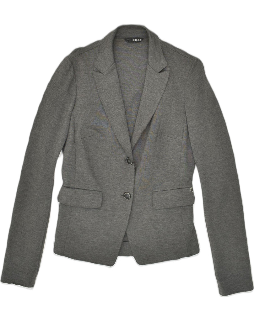 LIU JO Womens 2 Button Blazer Jacket IT 46 Large  Grey Viscose | Vintage Liu Jo | Thrift | Second-Hand Liu Jo | Used Clothing | Messina Hembry 