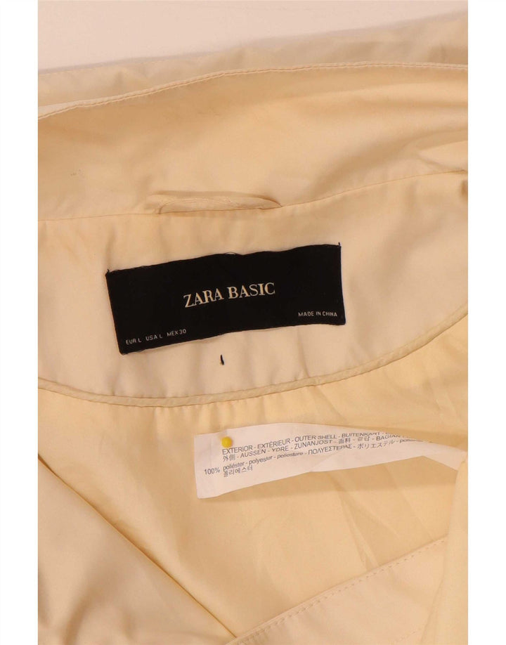 Zara Womens Hooded Bomber Jacket UK 14 Large Beige Polyester