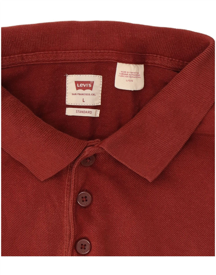 Levi's Mens Standard Polo Shirt Large Burgundy Cotton