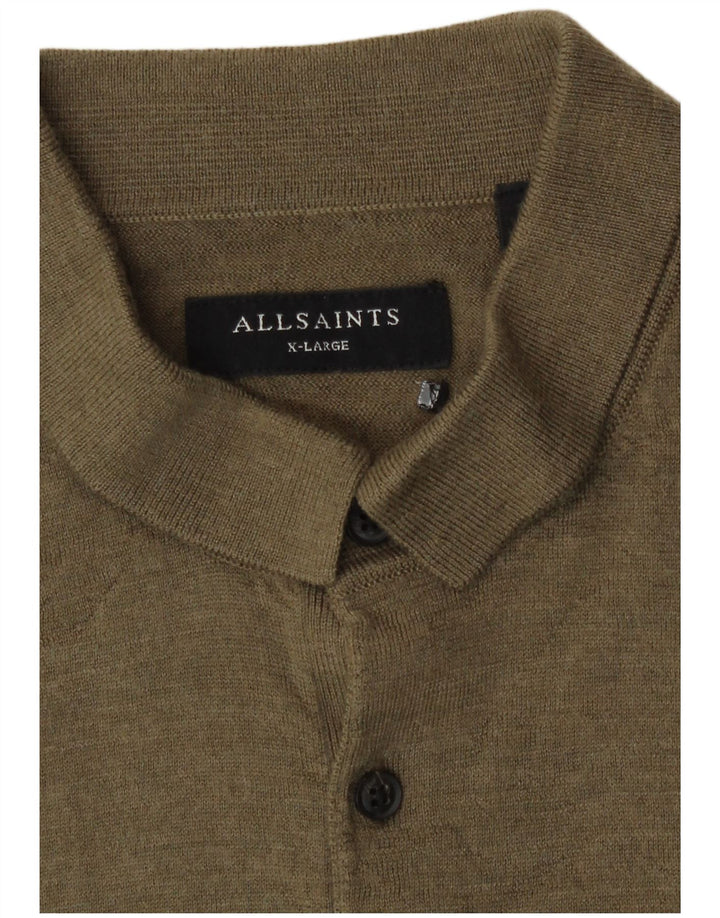 All Saints Mens Polo Neck Jumper Sweater XL Khaki