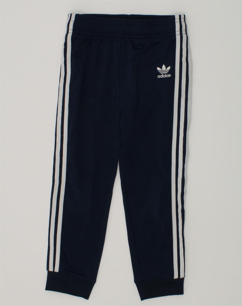 ADIDAS Boys Tracksuit Trousers Joggers 3-4 Years Navy Blue Polyester | Vintage Adidas | Thrift | Second-Hand Adidas | Used Clothing | Messina Hembry 