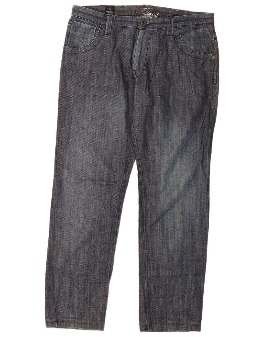 Datch Mens Straight Jeans W36 L30 Navy Blue Cotton