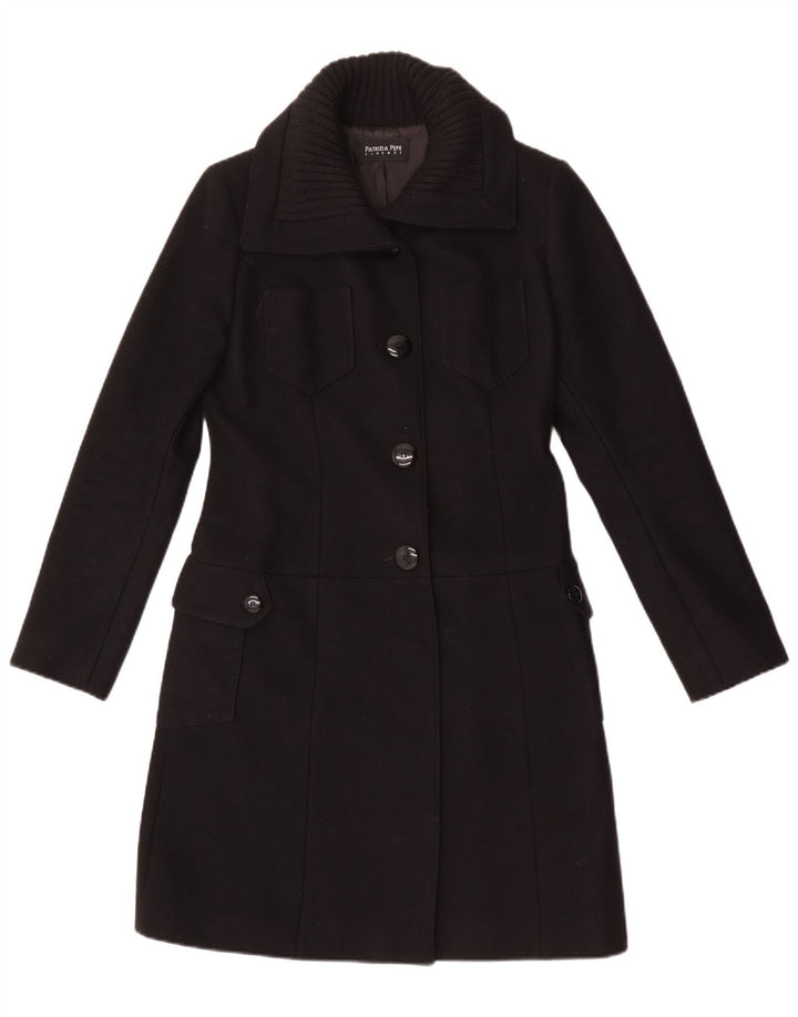 Patrizia Pepe Womens Overcoat UK 8 Small Black