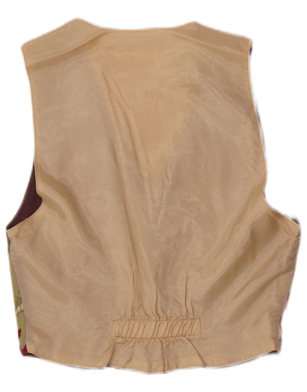 Vintage Mens Waistcoat XS Khaki Floral