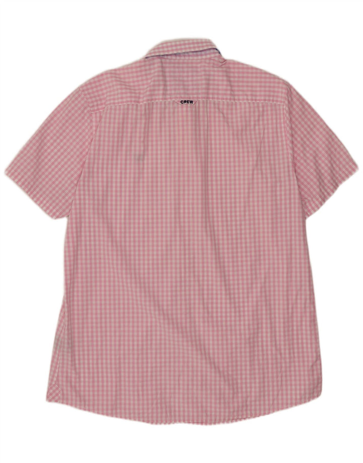 J. CREW Mens Short Sleeve Shirt XL Pink Gingham Cotton