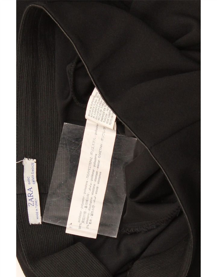 ZARA Womens Wide Leg Capri Trousers Small W26 L20 Black Polyester
