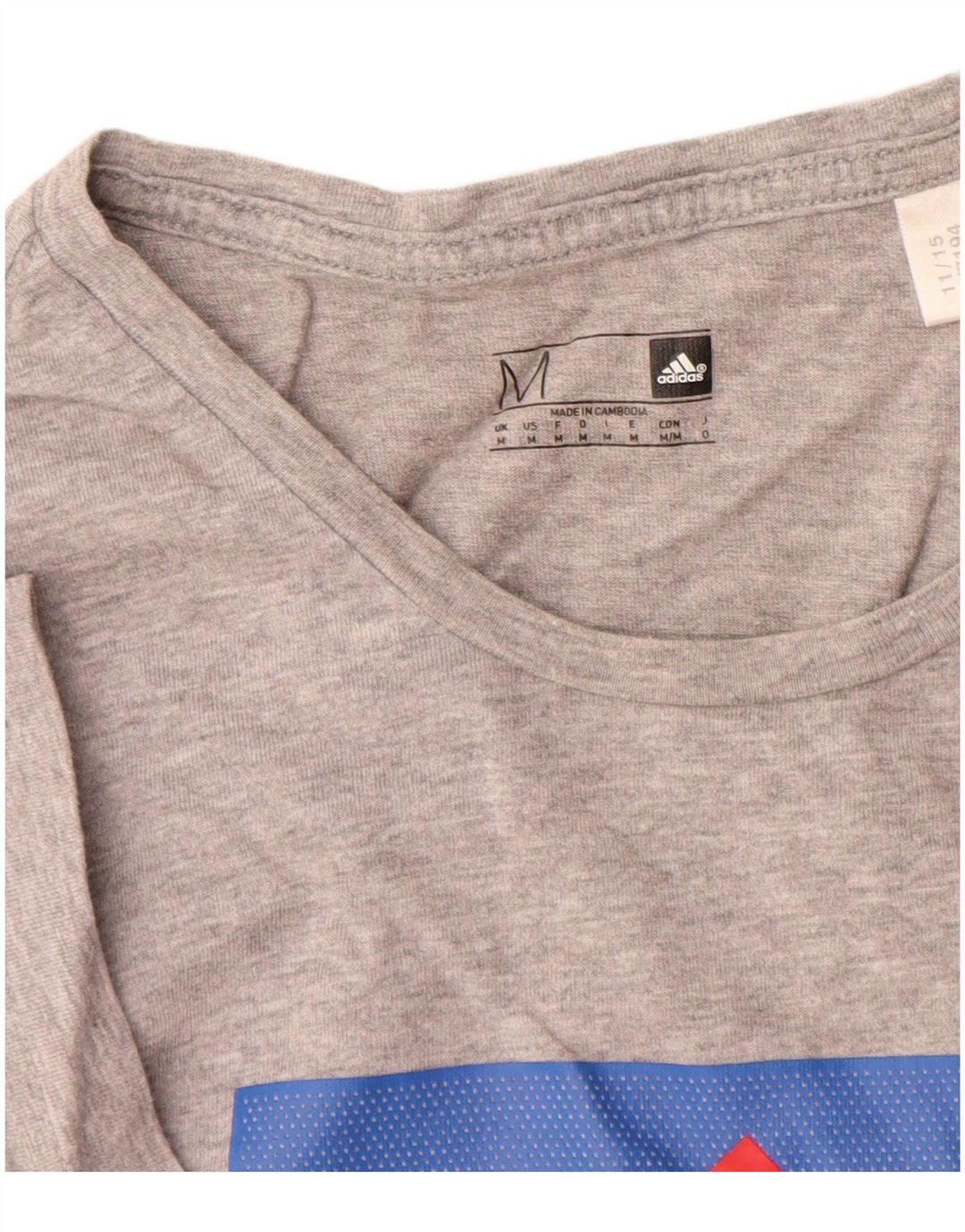 Adidas Mens Graphic T-Shirt Top Medium Grey Flecked Cotton