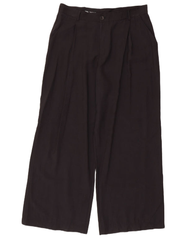 Zara Womens Wide Leg Pegged Chino Trousers 2XL W34 L32 Black Modal
