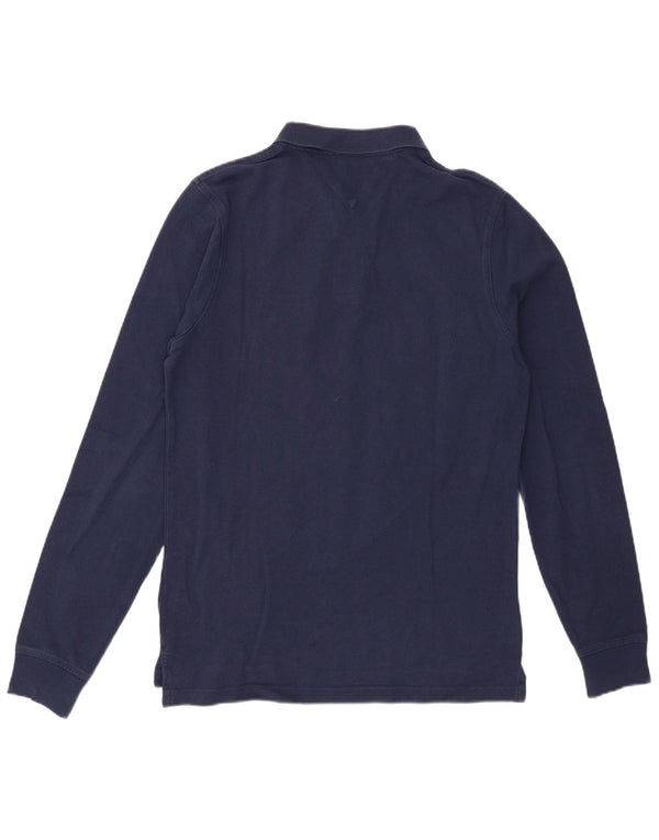 Tommy Hilfiger Mens Long Sleeve Slim Fit Polo Shirt Medium Navy Blue Cotton