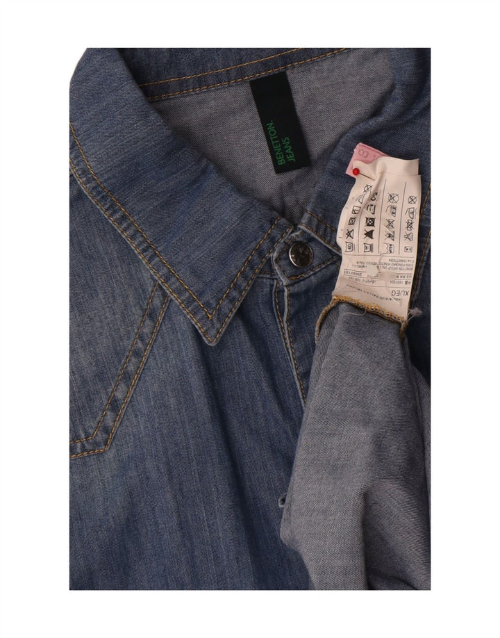 BENETTON Mens Denim Shirt XL Blue Cotton