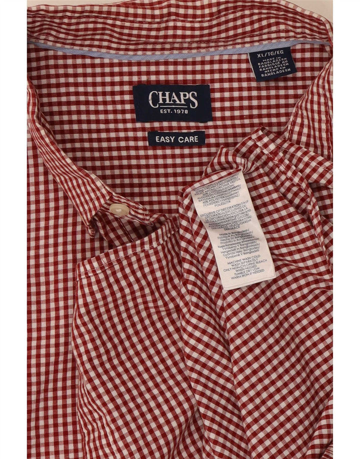 Chaps Mens Shirt XL Red Gingham Cotton