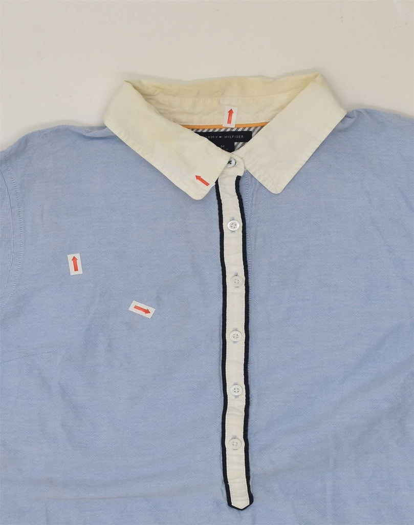 TOMMY HILFIGER Mens Pullover Shirt Medium Blue Cotton | Vintage Tommy Hilfiger | Thrift | Second-Hand Tommy Hilfiger | Used Clothing | Messina Hembry 