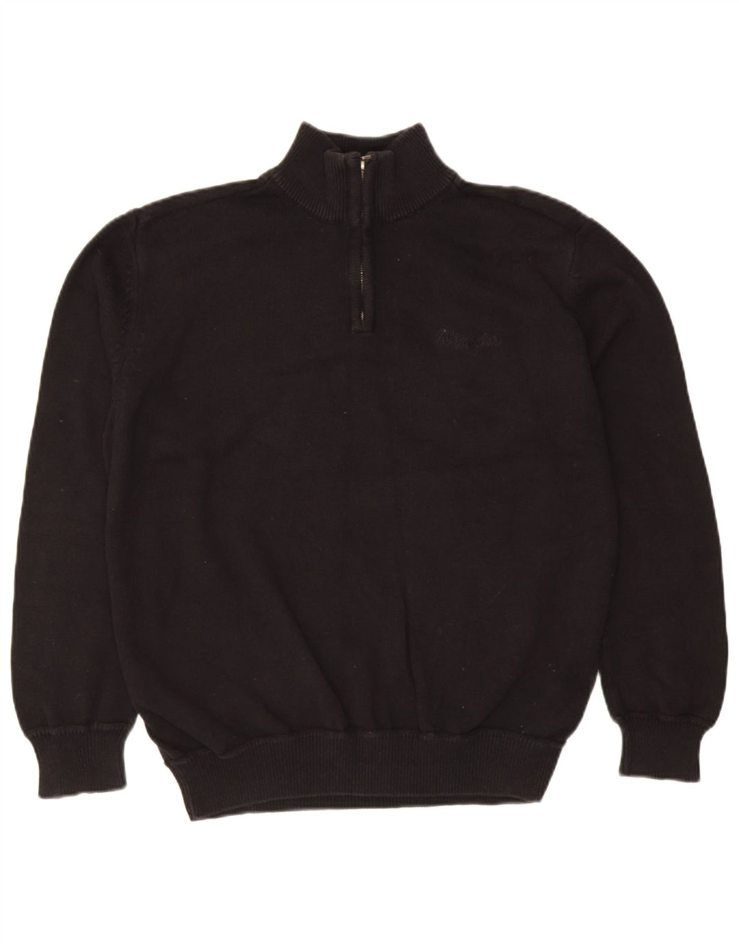 Wrangler Mens Zip Neck Jumper Sweater XL Black Cotton
