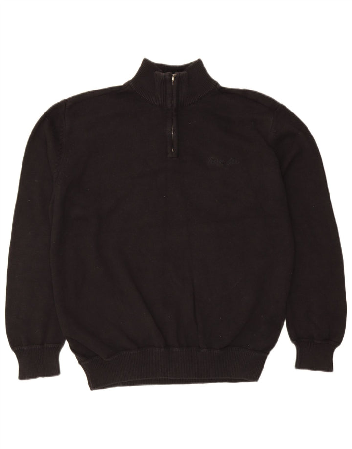 Wrangler Mens Zip Neck Jumper Sweater XL Black Cotton