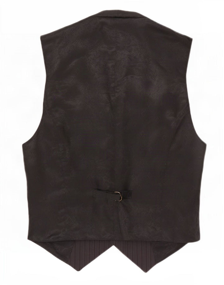 Sisley Mens Waistcoat Large Black Pinstripe Viscose