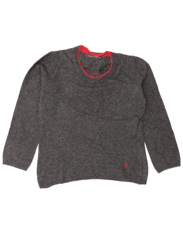 Conte of Florence Womens Boat Neck Jumper Sweater UK 14 Medium Grey Wool