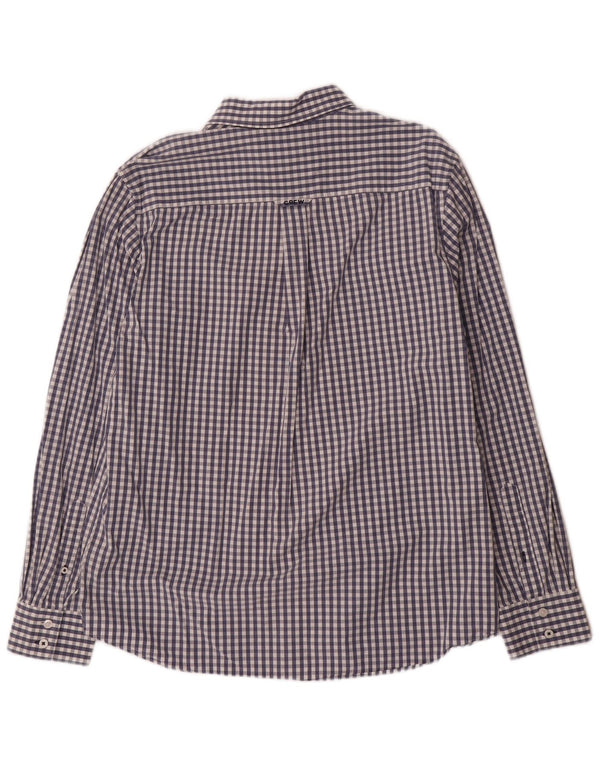 Crew Clothing Mens Classic Fit Shirt Large Navy Blue Gingham Cotton