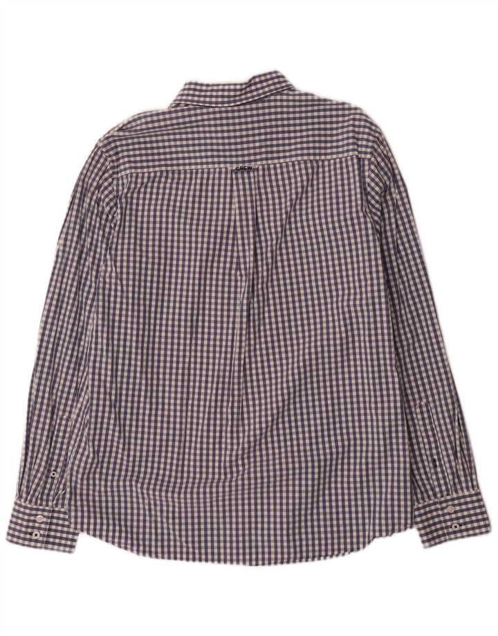 Crew Clothing Mens Classic Fit Shirt Large Navy Blue Gingham Cotton