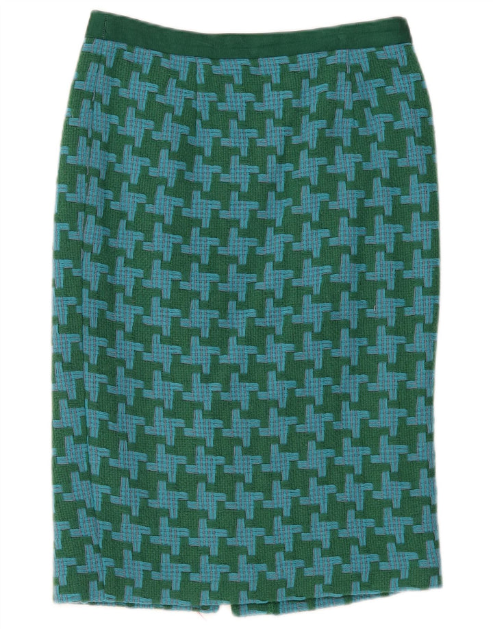 Boden Womens Pencil Skirt UK 10 Small W30 Green Houndstooth Wool