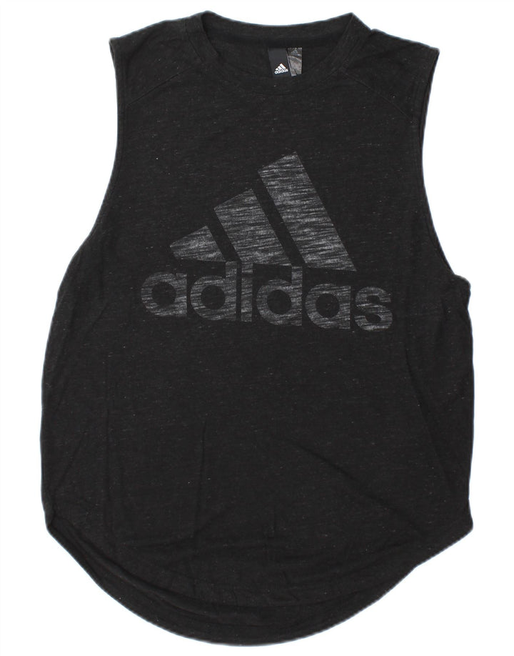 Adidas Mens Graphic Vest Top Small Black Flecked Rayon