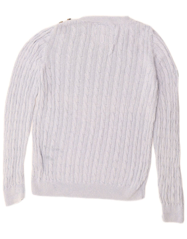 SUPERDRY Womens Boat Neck Jumper Sweater UK 14 Large Blue Cotton