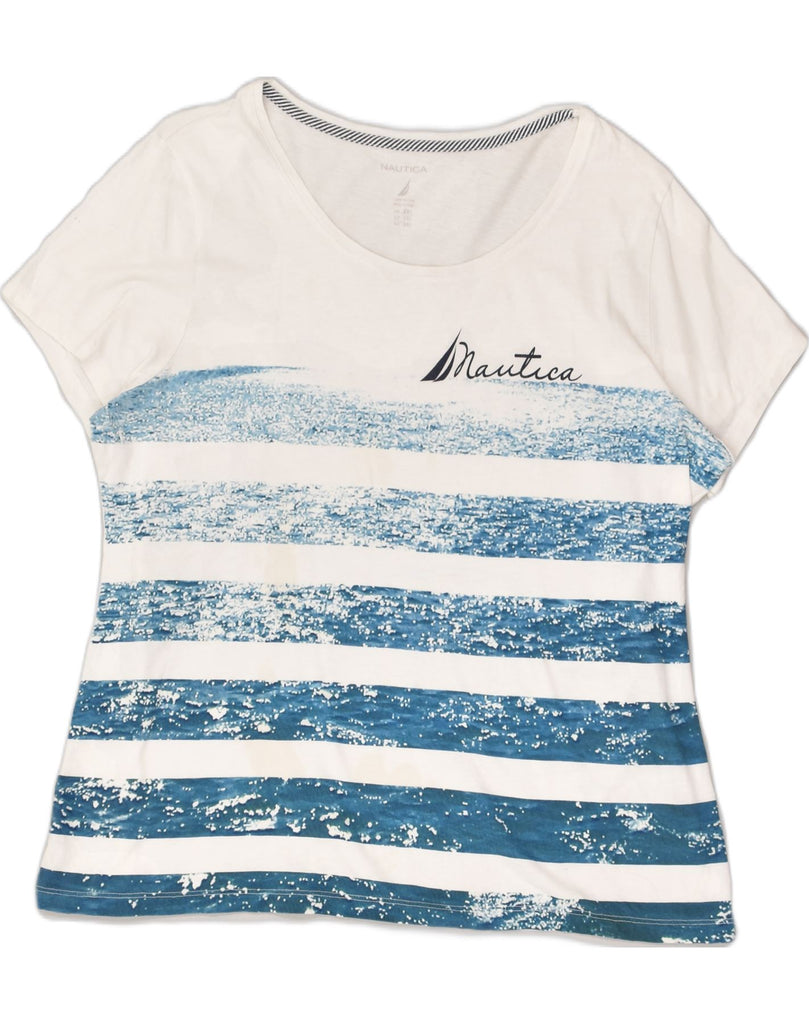 NAUTICA Womens Graphic T-Shirt Top UK 22 3XL White Cotton | Vintage Nautica | Thrift | Second-Hand Nautica | Used Clothing | Messina Hembry 