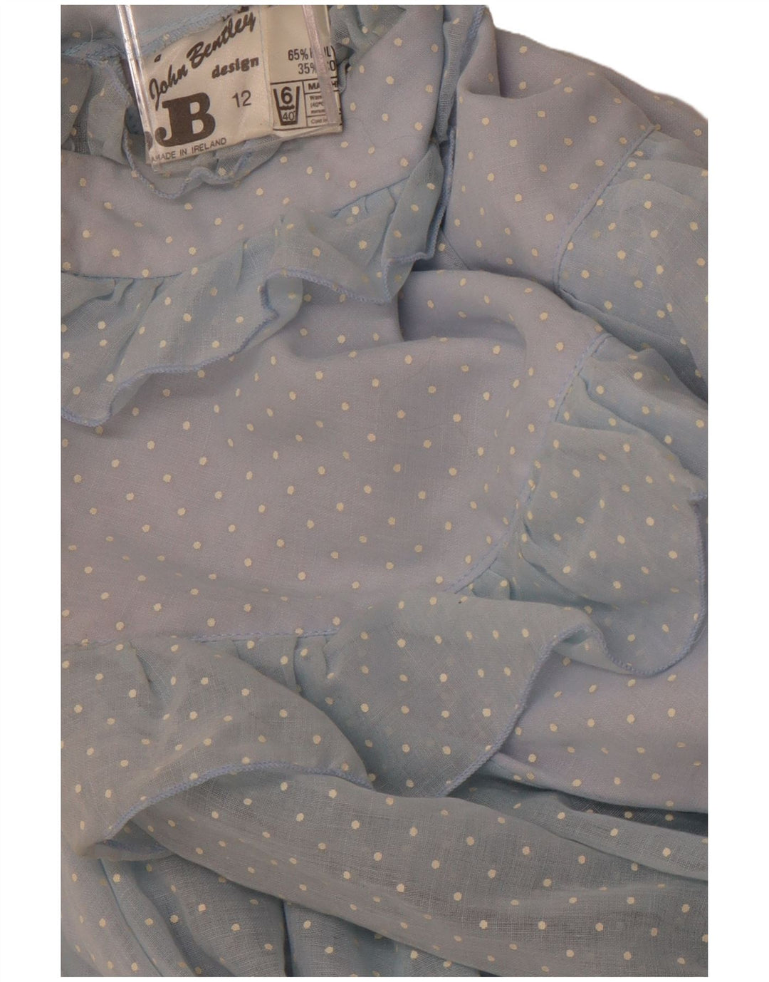 JOHN BENTLEY Womens Ruffle Front Maxi Dress UK 12 Medium  Blue Spotted