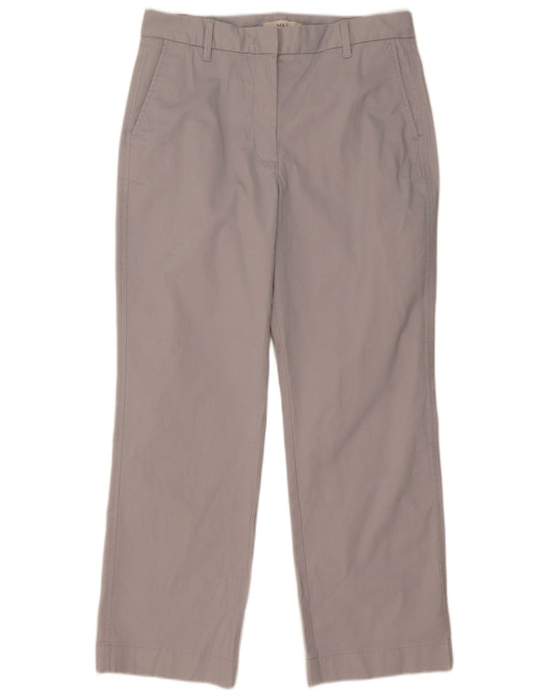 Marks & Spencer Womens Straight Chino Trousers UK 12 Medium W32 L28 Grey