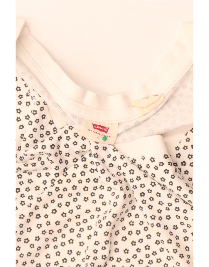 Levi's Womens T-Shirt Top UK 16 Large White Spotted Cotton