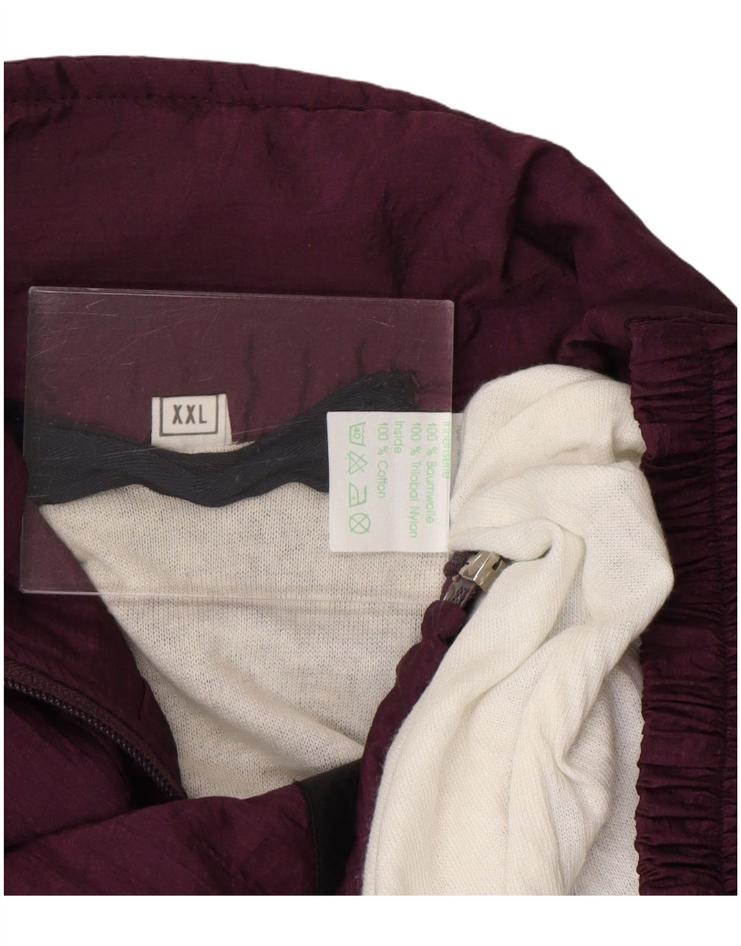 Vintage Mens Tracksuit Top Jacket 2XL Maroon Colourblock Nylon